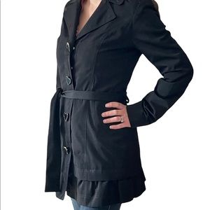 Betsey Johnson Black Trench Coat S